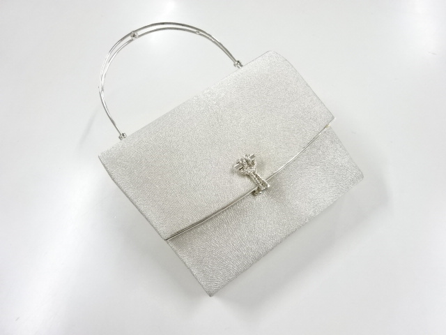 リサイクル　銀糸織り柄ハンドバッグ